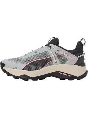 Puma Women's Gray Mesh Trail Sneaker with Pink Accents